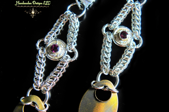 Sterling silver Half Persian 3in1 Rhodolite Garnet and scale earrings