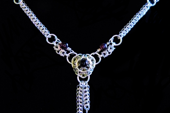 Sterling silver Victorian Edwardian style chainmaille necklace Handmaden Designs