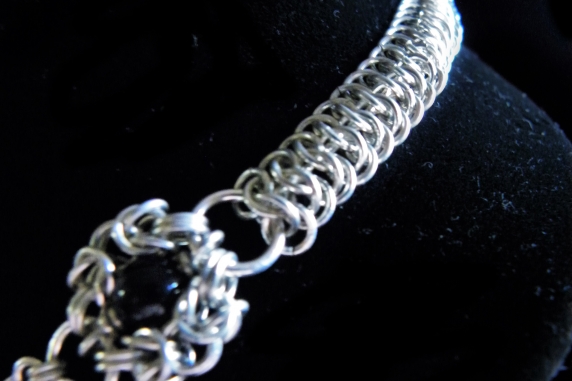 Sterling silver Victorian Edwardian style chainmaille necklace Handmaden Designs