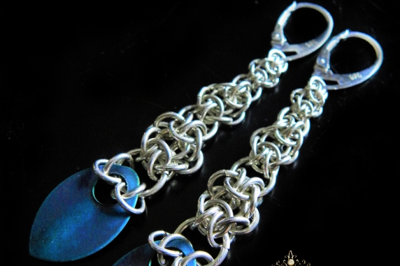 Sterling silver Graduated Mordor scale earrings by Handmaden Designs LLC