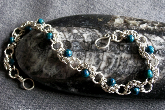 Dragondust sterling silver Jasper Half-Romanov bracelet by Handmaden Designs LLC