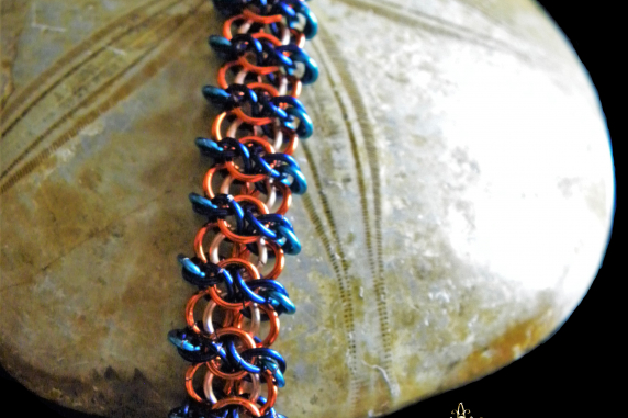 Copper and enameled copper Nixie Chain chainmaille bracelet