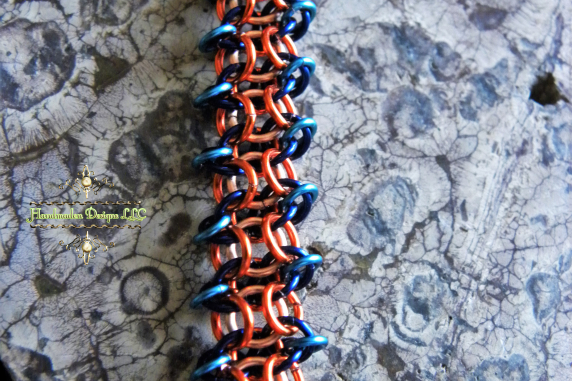 Copper and enameled copper Nixie Chain chainmaille bracelet