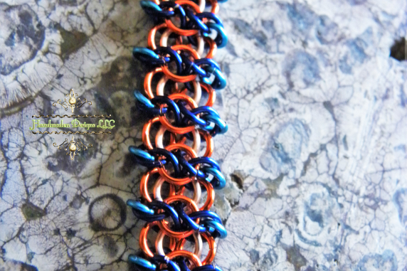 Copper and enameled copper Nixie Chain chainmaille bracelet