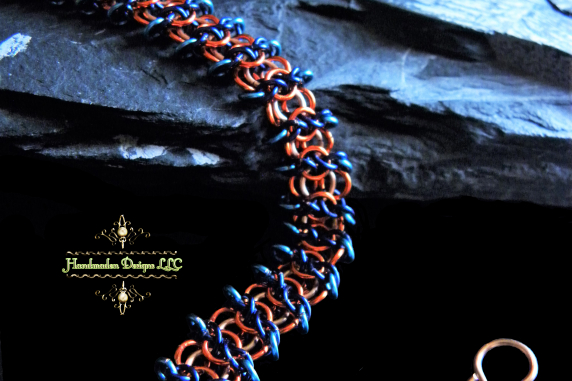 Copper and enameled copper Nixie Chain chainmaille bracelet