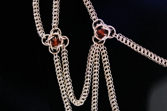 Sterling silver Edwardian inspired chainmaille statement necklace