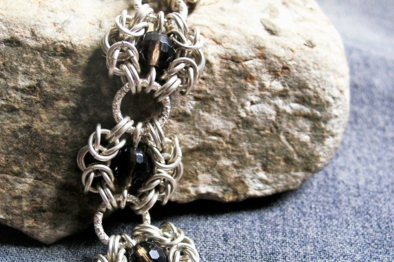 Sterling Silver Smokey Quartz Dragondust Romanov bracelet