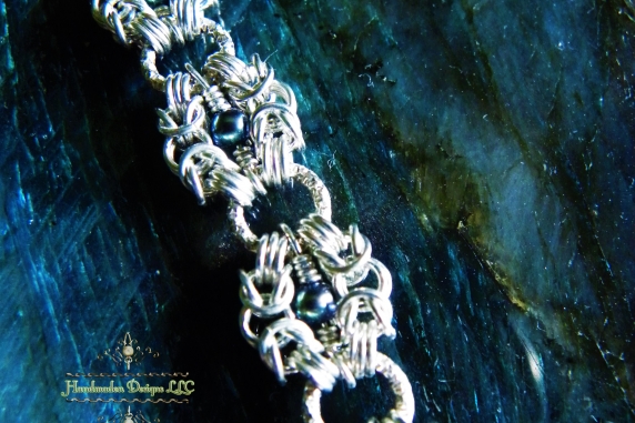 Sterling silver Romanov bracelet with Freshwater Pearls by Handmaden Designs LLC