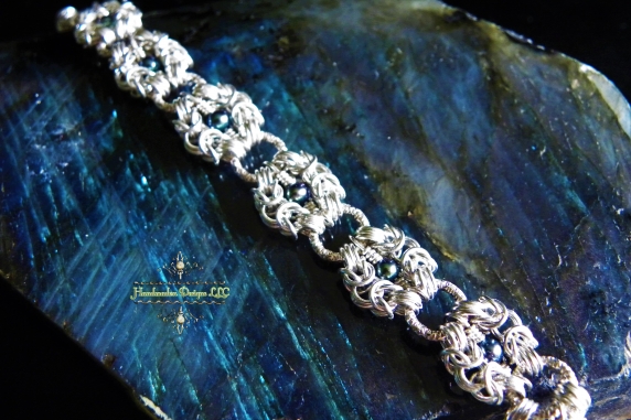 Sterling silver Romanov bracelet with Freshwater Pearls by Handmaden Designs LLC