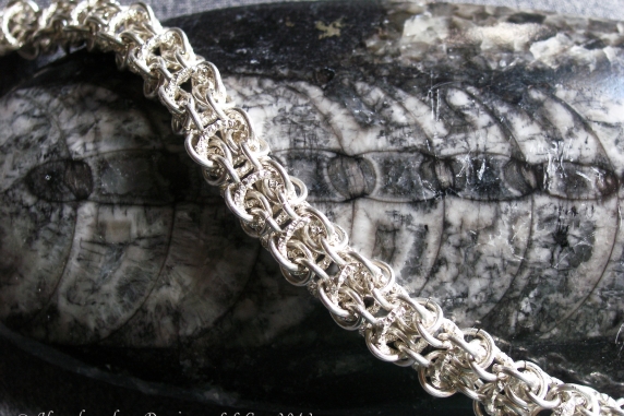 Sterling silver Shadow Elf chainmaille bracelet by Handmaden Designs LLC