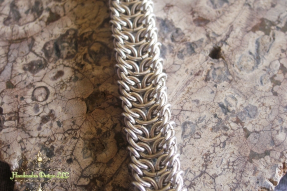 Sterling Silver Sindarin chainmaille bracelet by Handmaden Designs LLC