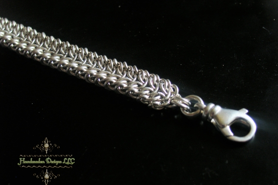 Sterling Silver Sindarin chainmaille bracelet by Handmaden Designs LLC