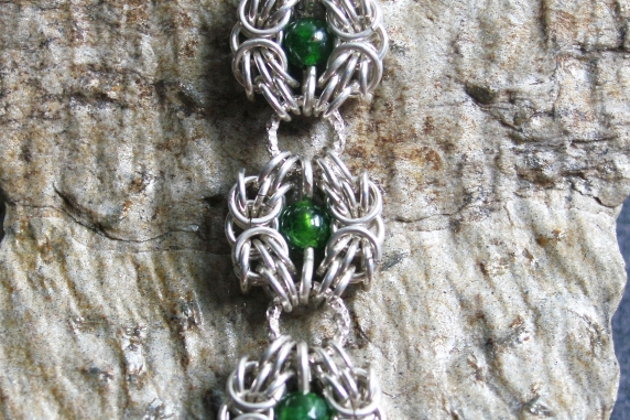 Sterling Silver, Dragondust, Chrome Diopside Trizanov bracelet