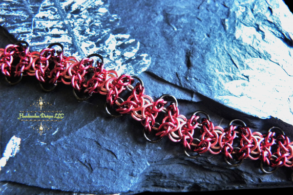 Copper and enameled copper Uruk-Hai Chain chainmaille bracelet