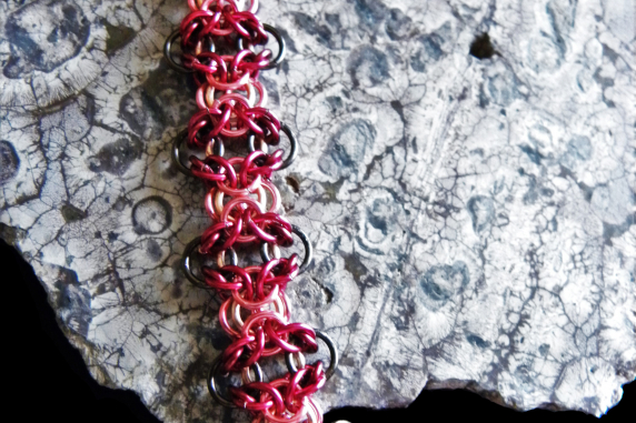 Copper and enameled copper Uruk-Hai Chain chainmaille bracelet