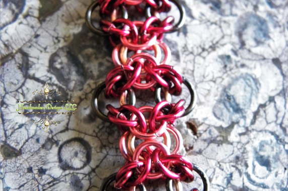 Copper and enameled copper Uruk-Hai Chain chainmaille bracelet