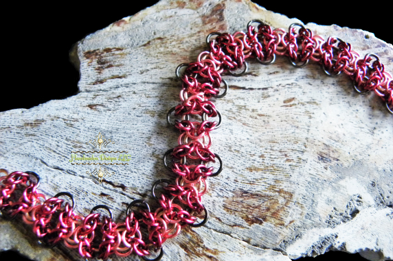 Copper and enameled copper Uruk-Hai Chain chainmaille bracelet