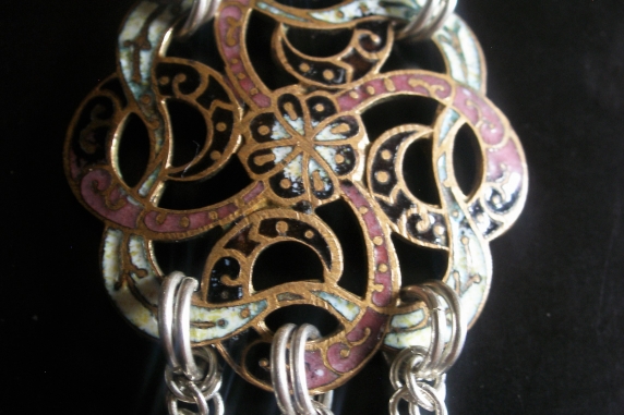 Sterling silver Half Persian 3in1 Cherry Quartz Victorian button bracelet