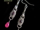 Sterling silver, Ruby Zoisite, and pink Sapphire Persianove earrings