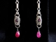 Sterling silver, Ruby Zoisite, and pink Sapphire Persianove earrings