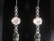 Sterling silver and Mother-of-Peral and Jade earrings