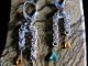 Sterling Silver Half Byzantine Spessartine Garnet and Apatite Earrings