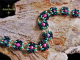Copper and enameled copper Romanov chainmaille bracelet with Ruby Zoisite