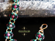 Copper and enameled copper Romanov chainmaille bracelet with Ruby Zoisite