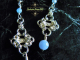 Sterling silver Aquamarine Blue Angelite chainmaille/silversmithing earrings