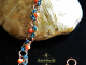 Copper and enameled copper Half-Romanov chainmaille bracelet with Pink Coral