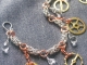Sterling silver and copper Byzantine and Steampunk charm bracelet