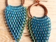 Copper and enameled copper Dragonscale wing earrings by Handmaden Designs LLC