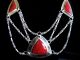 Maureen - Handmaden Designs LLC Sterling silver Art Deco Statement Necklace with Red Coral and Black Spinel