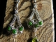 Sterling silver, Chrome Diopside, and Vesuvianite Seelie Chain Earrings