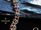 Copper and enameled copper Romanov chainmaille bracelet with Amethyst