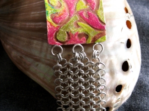 Anitra - Handmaden Designs LLC Sterling silver and copper Prismacolour sheet chainmaille bracelet
