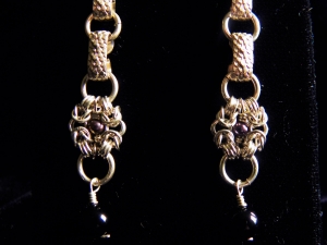 Sterling silver Victorian style chainmaille earrings - Handmaden Designs LLC