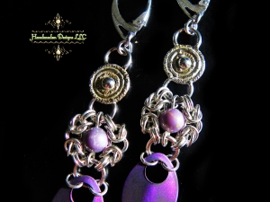 Aurora - Handmaden Designs LLC Sterling silver Romanov and Phosphosiderite earrings by Handmaden Designs LLC