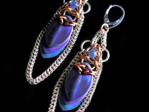 Aziza - Handmaden Designs LLC Egyptian Revival chainmaille scalemaille earrings by Handmaden Designs LLC