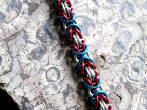 Sterling silver patriotic chainmaille anklet by Handmaden Designs LLC