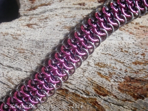Sterling silver, pink, and blue-black Crotalus bracelet by Handmaden Designs LLC
