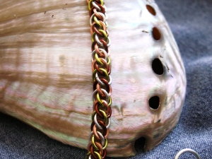 Sterling silver, copper, and camo enameled copper Half Persian 3in1 bracelet