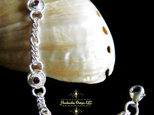 Sterling silver and Rhodalite Garnet Half Persian chainmaille bracelet