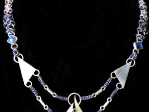 Sterling silver and tantalum Art Nouveau inspired necklace by Handmaden Designs