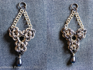 Sterling silver and tantalum Chelydra chainmaille pendant