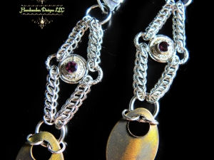 Sterling silver Half Persian 3in1 Rhodolite Garnet and scale earrings