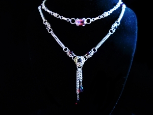 Mina - Handmaden Designs LLC Sterling silver Victorian Edwardian style chainmaille necklace Handmaden Designs