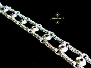 Sterling silver Rhodolite Garnet and Smokey Quartz Half Persain bracelet