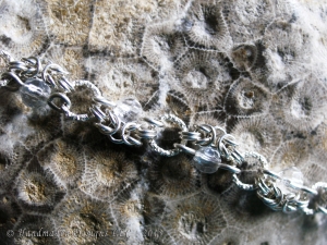 Nadine - Handmaden DesignsLLC Sterling silver and Quartz Half-Romanov chainmaille bracelet