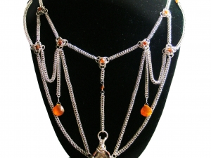 Sterling silver Edwardian inspired chainmaille statement necklace